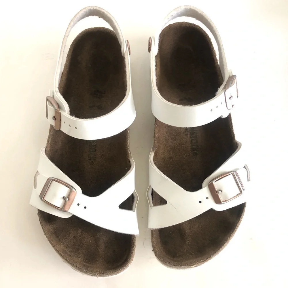 Birkenstock Girls Rio Birko-Flor  White Sandals Size 3-3.5/34